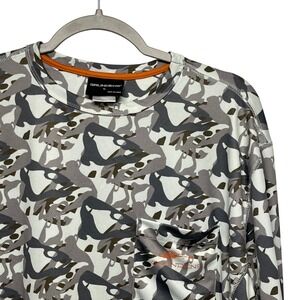 Grundens Gage Mens Large Grey Camo Long Sleeve Performance Fishing Pocket Shirt